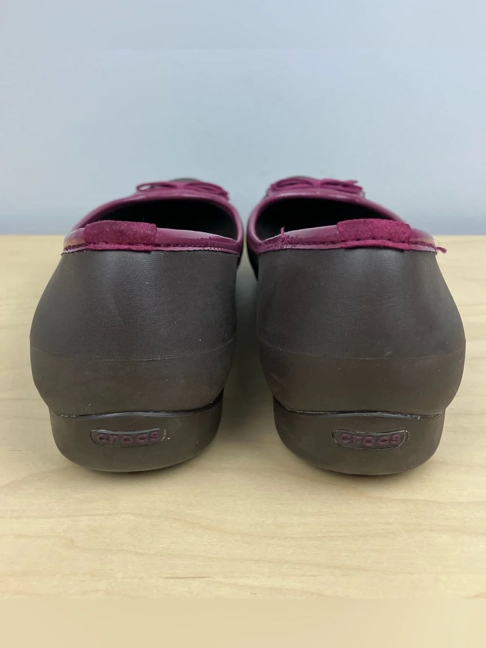 Crocs Women’s Size 8.0 Lily Bow Slip On Ballet Flats Shoes Brown Purple